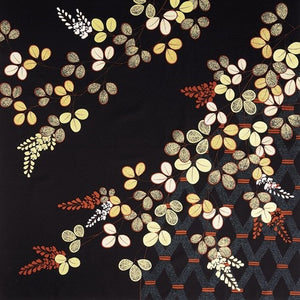 Furoshiki Tapestry | Hagi | Golden Bush Clovers on Black | 118 cm.