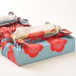Furoshiki Stoffserviette | Reversibel | Edle Pflaume in Himmelblau & Royalem Beige | 48 cm